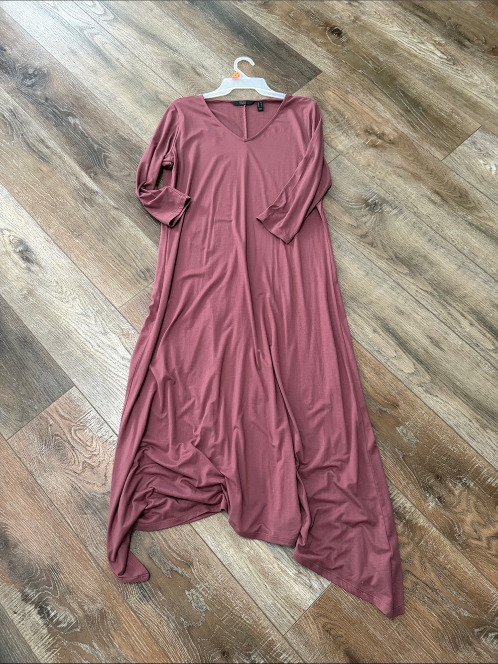 G.I.L.I. Asymmetrical V-Neck Long Sleeve Dress - Dusty Rose